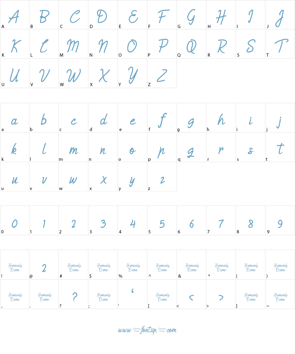 HumienlyDemo Font Character